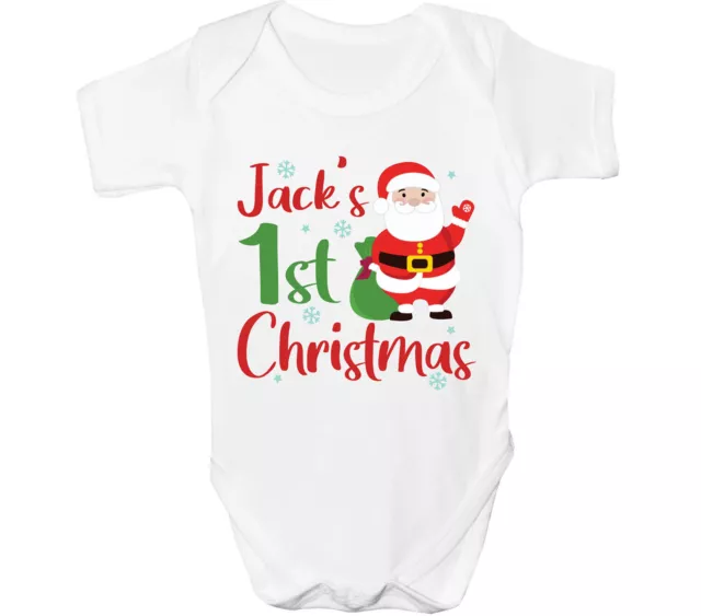 Personalised First Christmas Baby Grow Suit 1st Santa Boys Girls Any Name Gift