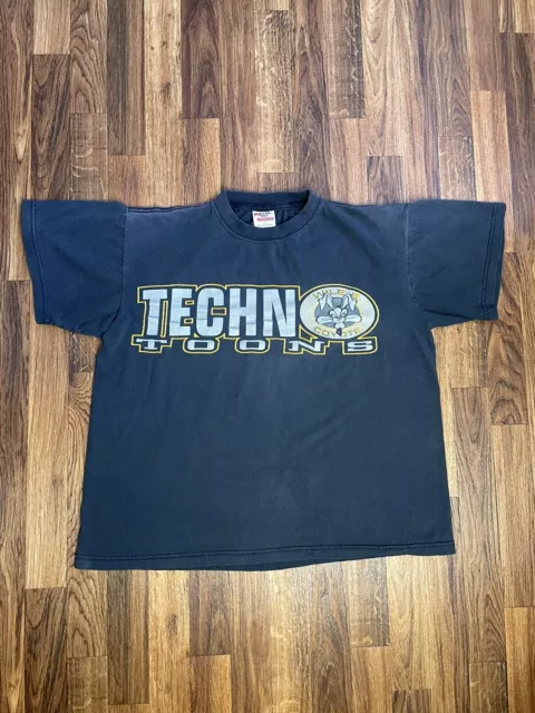 VTG 1996 TECHNO Toons Wile E Coyote Tee Novel Teez Single Stitch Looney