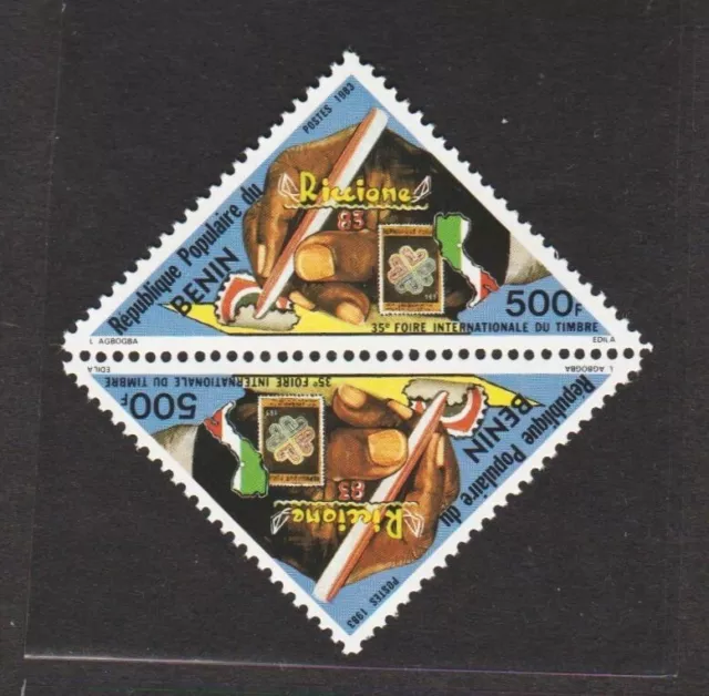 BENIN 1983 Riccione '83. Stamp Show (1v Cpt, 1 Pair HV) MNH CV$13