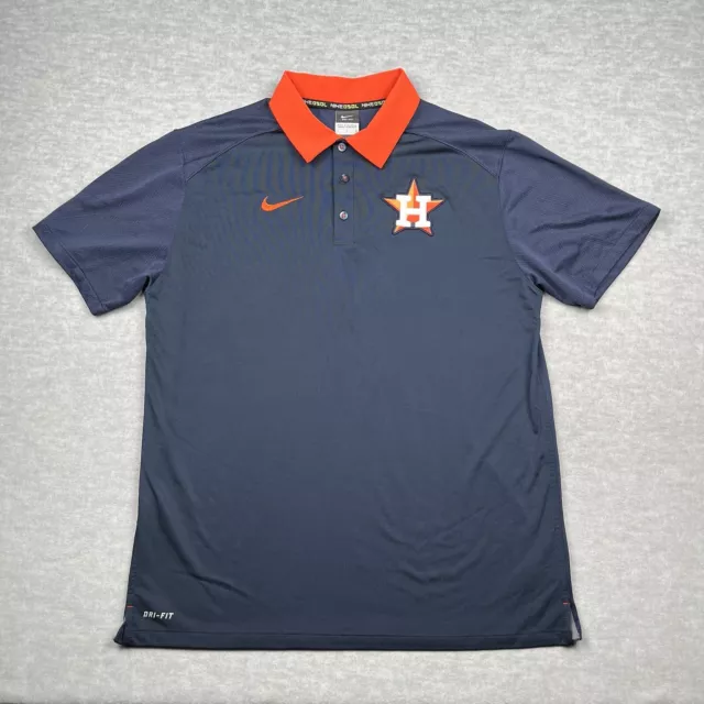 New M Nike Houston Astros Dri-Fit NKAW-045N Authentic On Field Polo Golf  Shirt