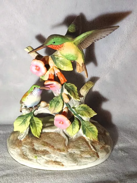 Andrea By Sadek - Ruby Throated Hummingbird Porcelain Figurine