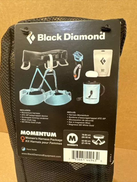 Black Diamond Momentum Women’s Harness Package Inc Chalk Bag Carabiner - Size M