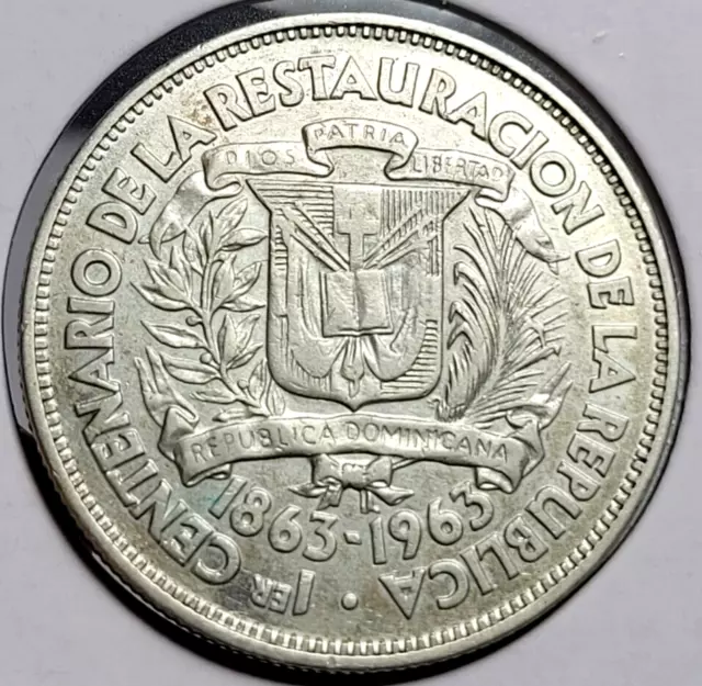 1963 Dominican Republic Medio Peso Restoration of the Republic KM# 29