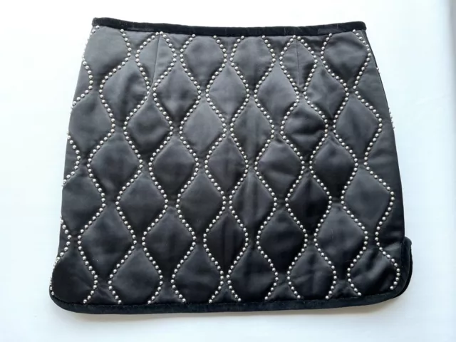 Alexander Wang $1075 Black Quilted Satin Silver Studded Mini Skirt Sz 4 3