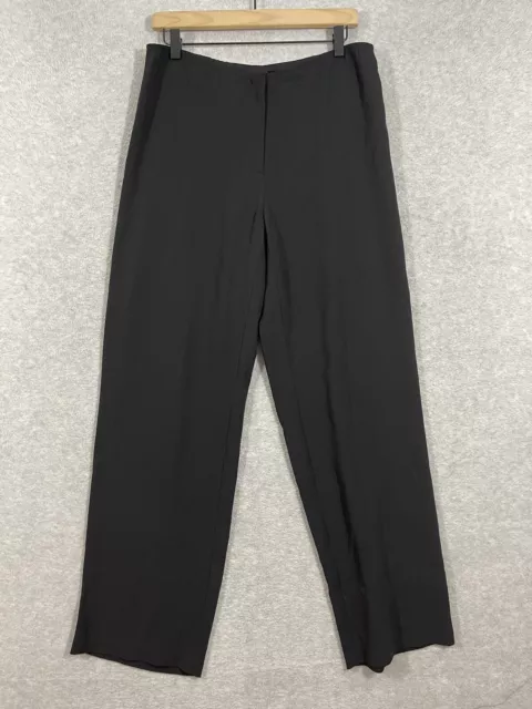Eileen Fisher Systems Womens Size S Georgette Crepe Wide Leg Pants 100% Silk