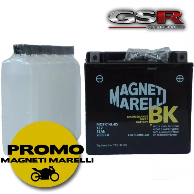 BATTERIA MOTO MAGNETI MARELLI  MOTX14L- BS  12V  12Ah  HARLEY DAVIDSON , BUELL