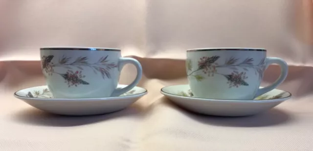 Pair Of Royal Osborne “Meadow Grass” Staffordshire 2 Cups and 2 Saucers. 2