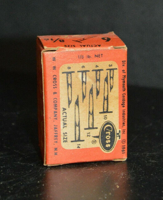 Vintage Box Red Cross Carpet Tacks 8/16 Partial Box 3