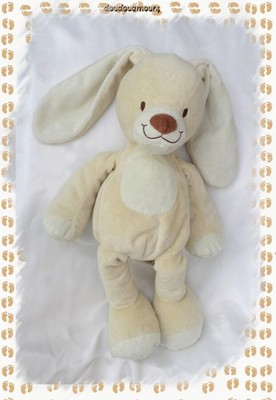 DOUDOU PELUCHE CATIMINI OURS ORANGE JAUNE GRIS BLANC CROIX CARREAUX 30cm TBE Catimini L1 
