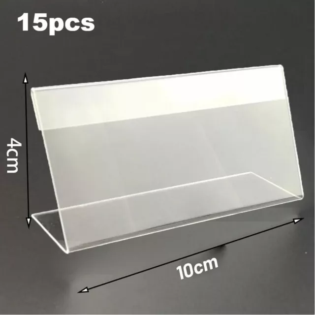 10/15Pcs Acrylic Sign Display Holder Price Name Card Tag Label Shop Stand