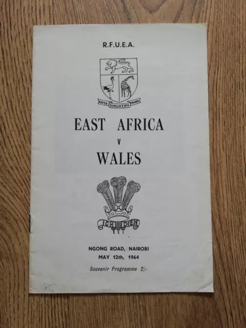 East Africa v Wales May 1964 Rugby Programme