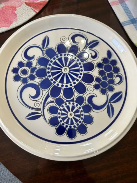 1960's Mikasa Light 'N Lively Blue Sea Isle Oven to Table 12 Inch Chop Plate