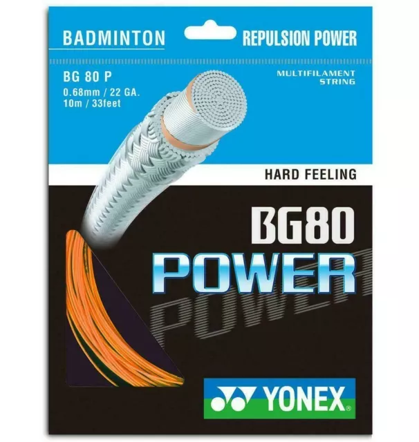 Yonex Bg80 Power Badminton String - 0.68Mm - One 10M Set - Orange - Rrp £15