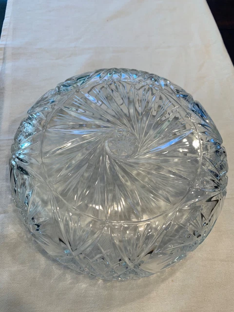 Vintage American Brilliant Cut Glass Crystal Bowl Hobstars 10" 3