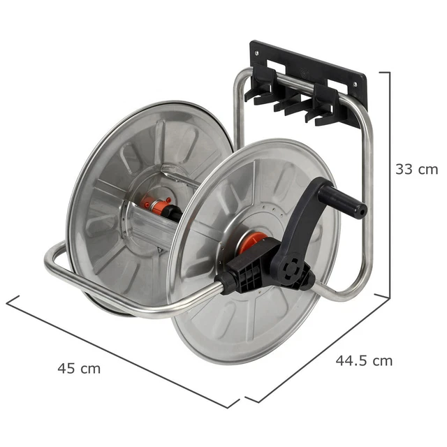 Agrati Schlauchtrommel (Edelstahl) - Wandmontage tragbar - max. 50m 1/2" 2