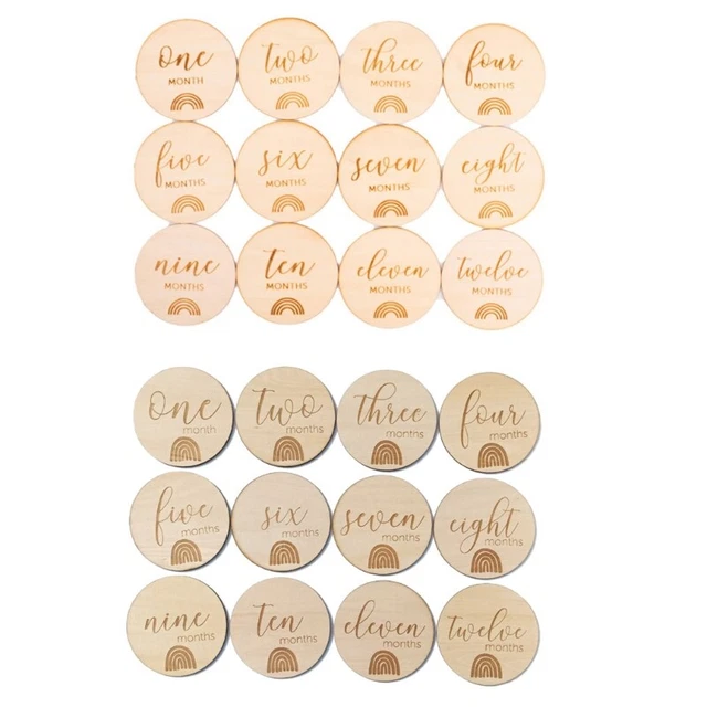 12Pcs Growth Recording Cards Baby Circle Disc Months Sign Card