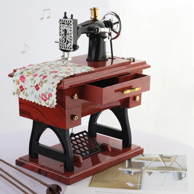 Sewing Machine Music Box Retro Style Treadle Sewing Machine Decorative Mini