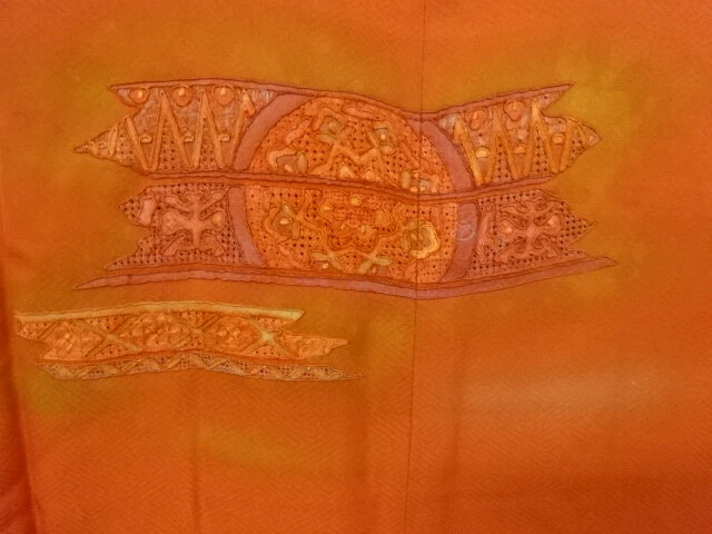 6141233: Japanese Kimono / Antique Michiyuki Coat / Embroidery / Flower
