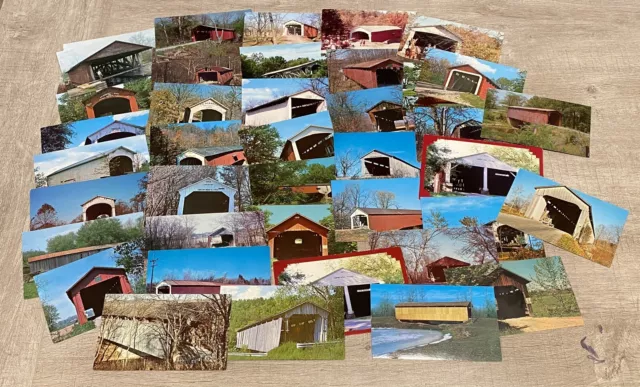 38 Postcards of INDIANA Covered Bridges