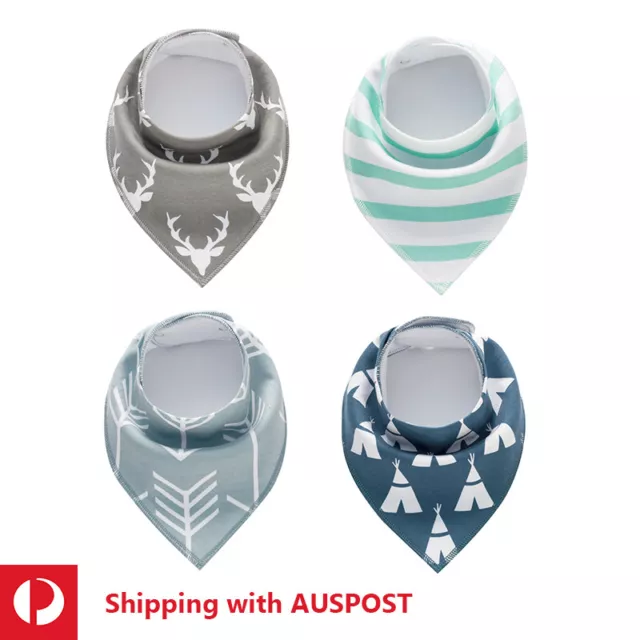 4pcs Cotton Baby Bibs Set Kid Infant Boy Girl Feeding Soft Triangle Bandana 8