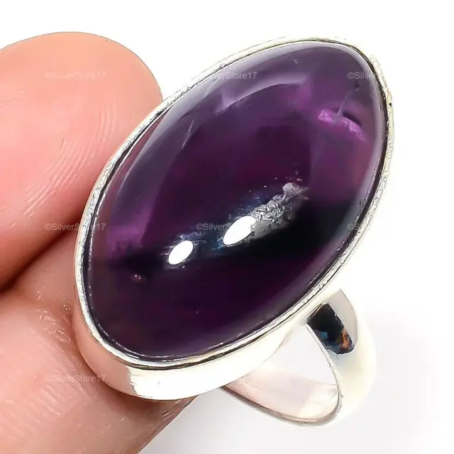Natural Brazilian Sage Amethyst 925 Silver Ring Size  For Women