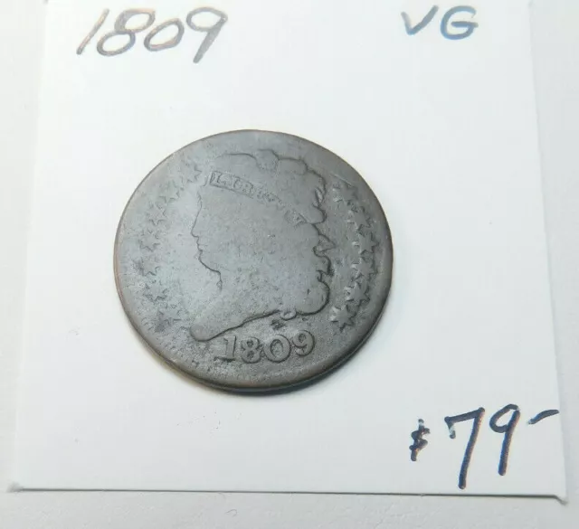 1809 Very Early 1/2 Cent - Great Strike Obverse & Reverse - Chocolate Brown!