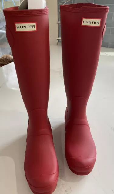 NEW Hunter Women's Tall Wellington Rain/Snow Boots RED Size US10 🔥