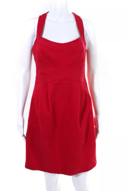 Nanette Lepore Womens Square Neck Sleeveless Zippered A Line Dress Red Size 6