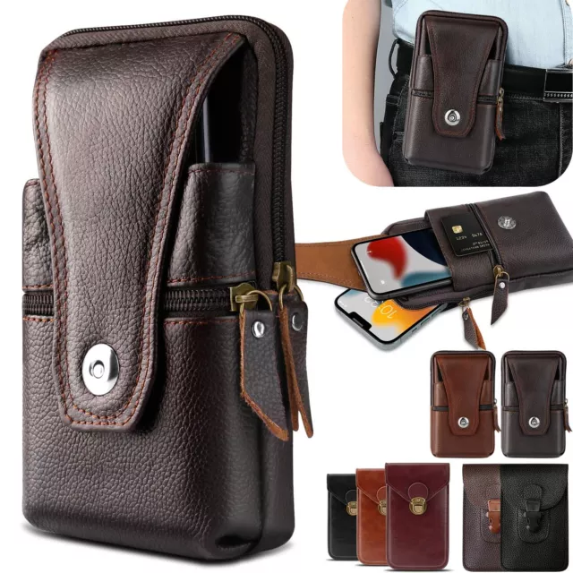 Men Cell Phone Pouch Belt Waist Bag PU Leather Loop Holster Case Wallet Cover US