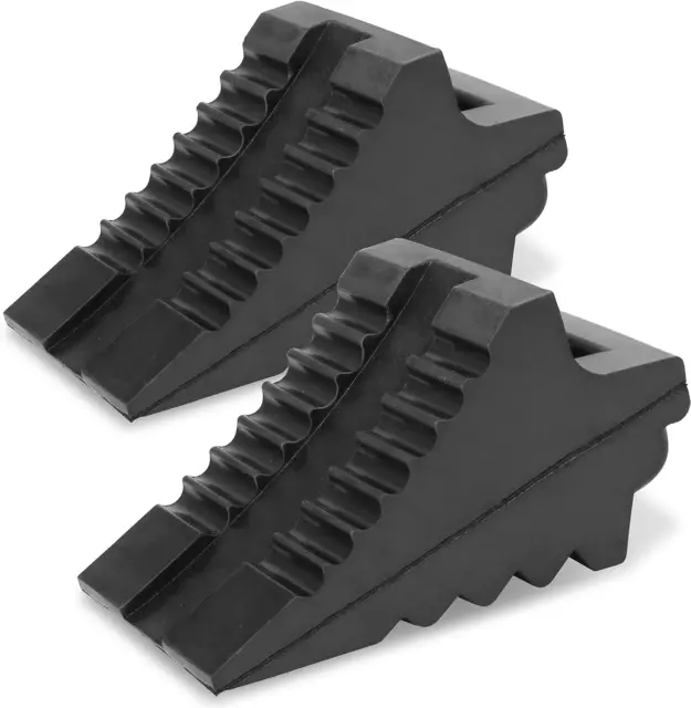 PR1ME Solid Rubber Wheel Chocks, 2 Pack, Black, 8.6" x 3.7" x 4.7“, Heavy Duty