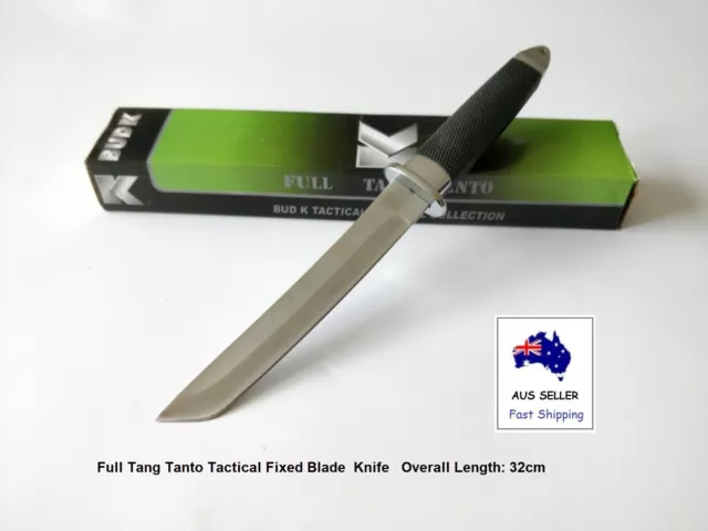 Full Tang Tanto Tactical Fixed Blade Stainless Steel Survival Hunting Knife