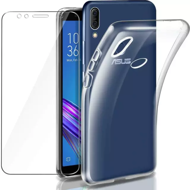 Cover Custodia Tpu + Pellicola Vetro Temperato Asus Zenfone Max Pro M1 Zb601Kl