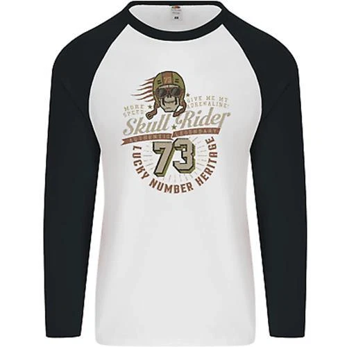 Teschio Rider Motociclista Moto Uomo L/S Baseball T-Shirt