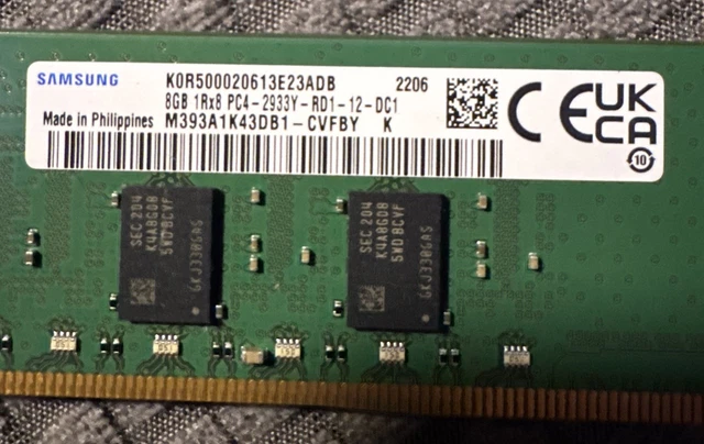 SAMSUNG 8GB 1RX8 PC4-2666V-RD1-12 ECC REG Server Memory