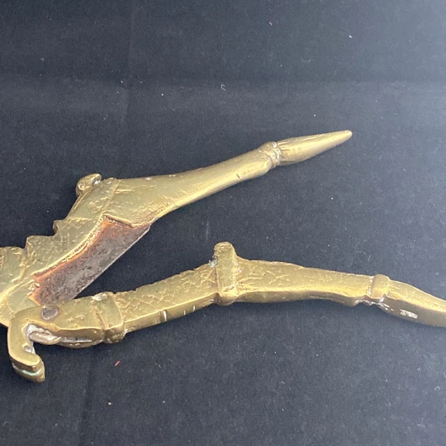 Antique c.1900 Deccani Indian Brass & Iron Betel Nut Sarota Cracker Flying Horse 2