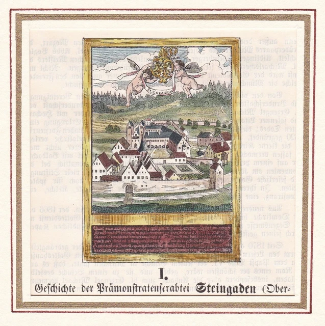 Kloster Steingaden LK Weilheim-Schongau Bayern Holzstich woodcut 1870