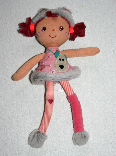 Lilliputiens Doudou Peluche Poupee Cesaria Robe Rose Chien
