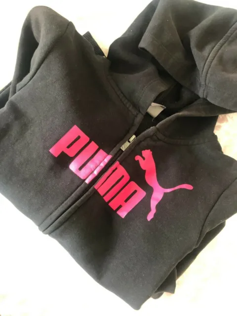 Felpa con cappuccio bambina 11-12 anni Puma con cerniera nera/rosa