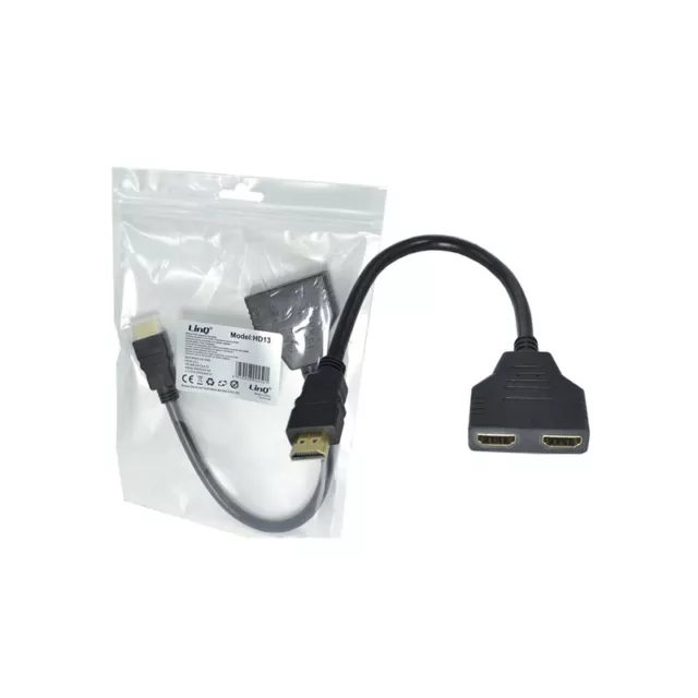 Cable Duplicador Splitter HDMI  adaptador 1 Hdmi Macho A 2 HDMi Hembra TV LCD