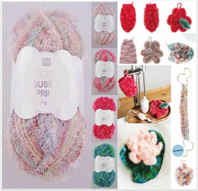 50g Creative Bubble Print Schwammgarn Wolle zum Stricken Häkeln GP 59,80€/1kg