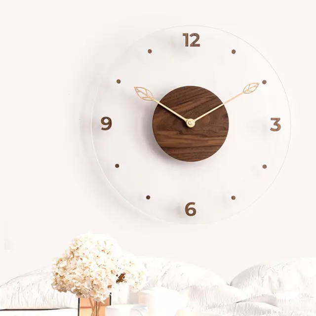 Round Wood Wall Clock Large Wall Clock Quiet for Kids Living Room Decorative