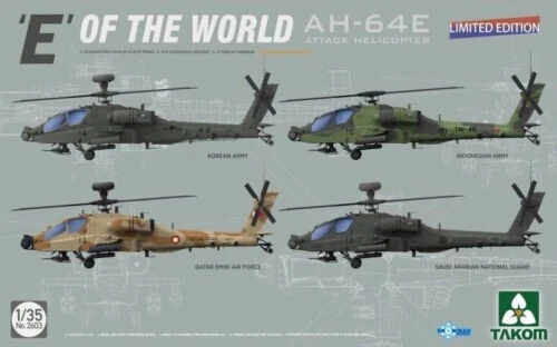 Takom 1:35 SCALE 'E' Of The World AH-64E Attack Helicopter Model Kit #2603~NEW
