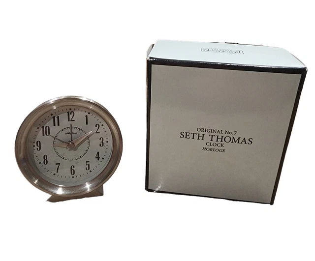 Restoration Hardware Desk Clock Original No. 7 Seth Thomas Horloge Pewter Finish