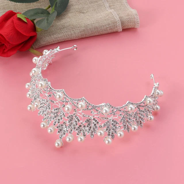 Copricapo Donna Corona Cristallo Perla Capelli Matrimonio Fascia per Sposa Damigella d'Onore