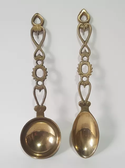 Pair of Vintage Brass Welsh Loving Spoons