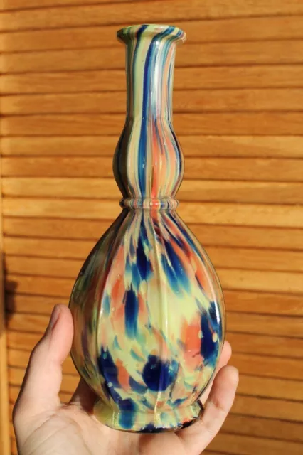 Beau Vase Carafe Soliflore Ancien Pate de Verre Clichy 1900