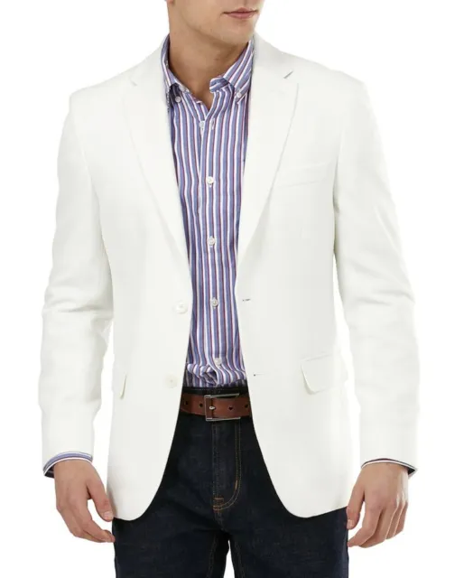 Tommy Hilfiger Men's Slim-Fit Solid Weave Blazer 36R Sport Coat Cream White