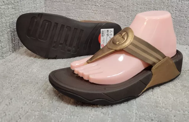 FitFlop Walkstar Toe Post DX4-012 Womens Size US 8 Bronze Slip On Thong Sandal