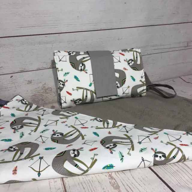 Nappy wallet change mat set diaper clutch baby diaper bag white grey sloth