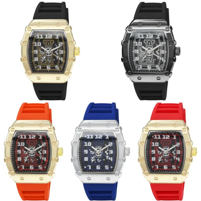 49mm Montres Carlo Men's Fashion Silicone Band Clubbing Sport Luxury Wrist Watch